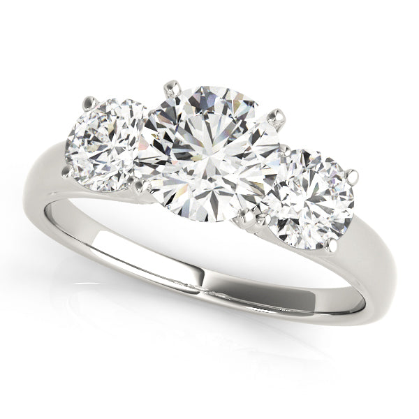 Three-Stone Round Diamond Engagement Ring Semi-Mount, 1/2 Carat Total Weight, SI1-SI2 G-H Quality