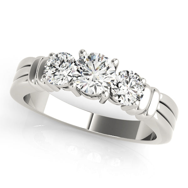 Three-Stone Round Diamond Engagement Ring Semi-Mount, 1/2 Carat Total Weight, SI1-SI2 G-H Quality