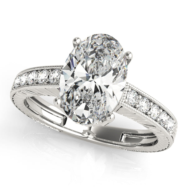 Antique-Inspired Diamond Semi-Mount Engagement Ring with 0.15 Carat Total Weight