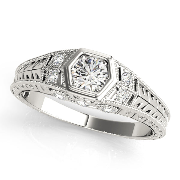 Antique-Inspired Diamond Engagement Ring Semi-Mount with 0.335 Carat Total Weight