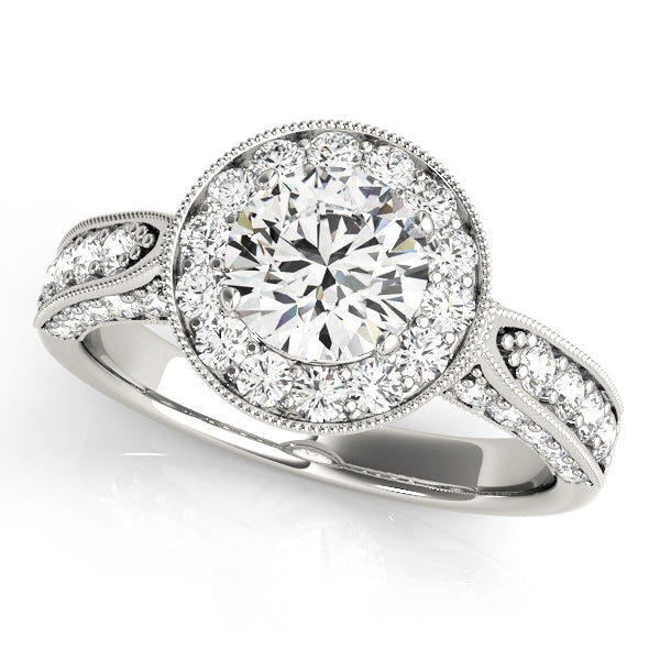 Elegant Halo Engagement Ring with 1.77 Carat Total Diamond Weight, G-H SI1-SI2 Quality