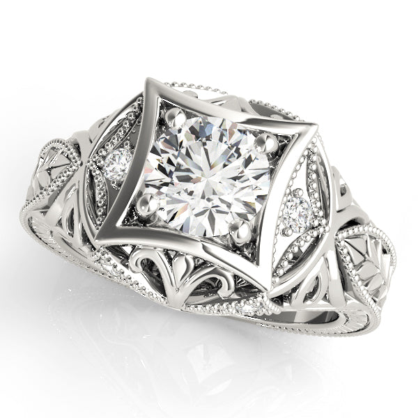 Antique-Inspired Diamond Engagement Ring Semi-Mount with 1 Carat Total Weight