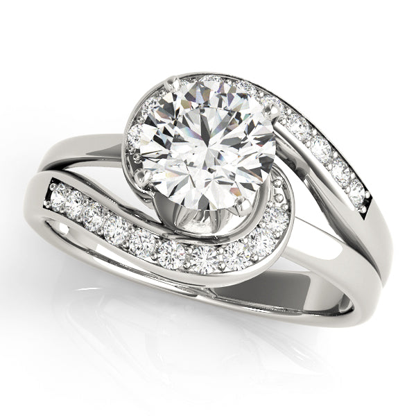Bypass Engagement Ring Semi-Mount with 0.15 Carat Total Diamond Weight, SI1-SI2 G-H Quality