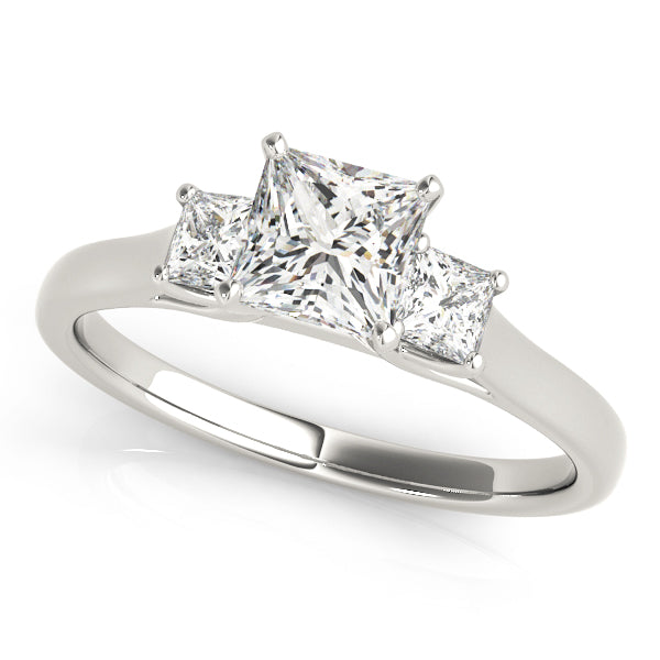 Three-Stone Princess-Cut Diamond Engagement Ring Semi-Mount, 1/10 Carat Total Weight, SI1-SI2 G-H...