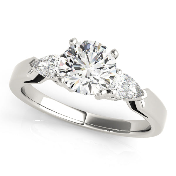 Three-Stone Pear Diamond Engagement Ring Semi-Mount with 0.40 Carat Total Weight