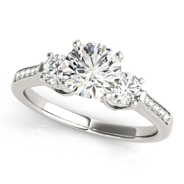 Three-Stone Round Diamond Engagement Ring Semi-Mount, 0.78 Carat Total Weight, SI1-SI2 G-H Quality