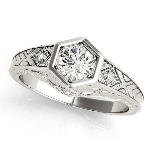 Antique-Style Diamond Engagement Ring Semi-Mount with 1 Carat Total Weight SI1-SI2 G-H Diamonds