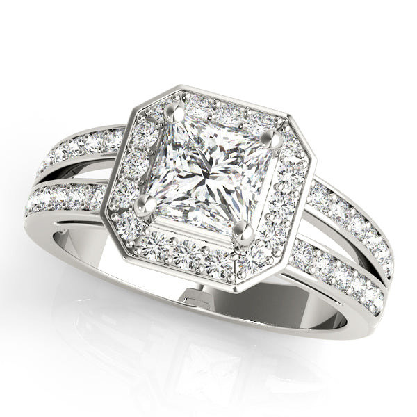Princess and Cushion Cut Diamond Semi-Mount Ring with 1/2 Carat Total Weight