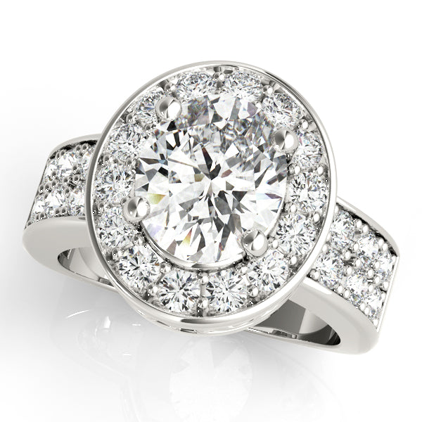 Oval Diamond Semi-Mount Ring with 3/4 Carat Total Weight in G-H SI1-SI2 Quality