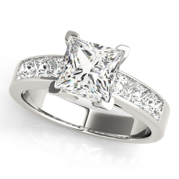 Princess-Cut Diamond Engagement Ring Semi-Mount with 2.46 Carat Total Weight, SI1-SI2 G-H Quality