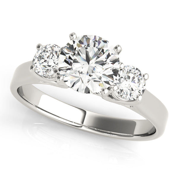 Three-Stone Round Diamond Engagement Ring Semi-Mount, 1/8 Carat Total Weight, SI1-SI2 G-H Quality