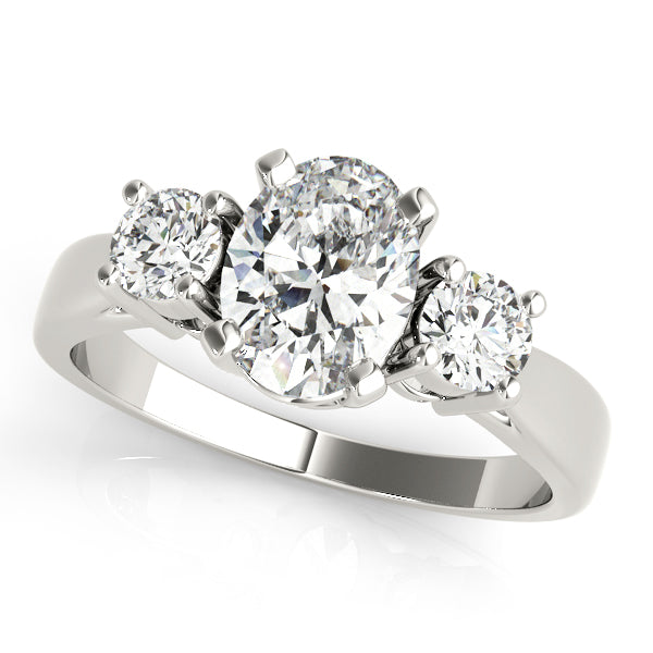 Oval Diamond Accent Ring with 1/5 Carat Total Weight in SI1-SI2 G-H Quality