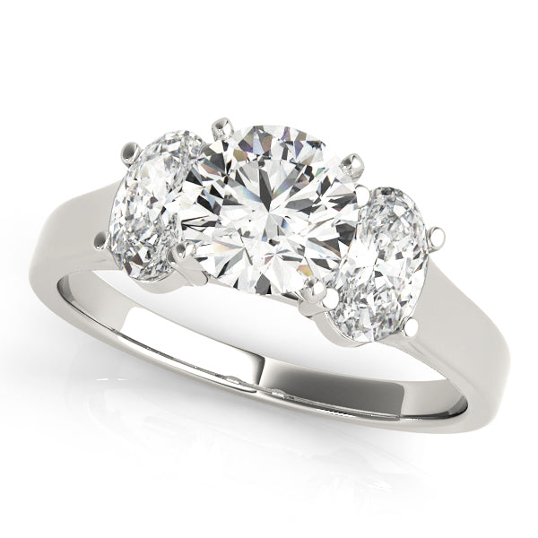 Three-Stone Oval Diamond Engagement Ring Semi-Mount, 1.9 Carat Total Weight, SI1-SI2 G-H Quality