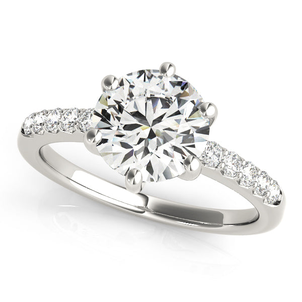 Elegant Single Row Prong Set Engagement Ring with 1.65 Carat Total Diamond Weight, SI1-SI2 G-H Qu...