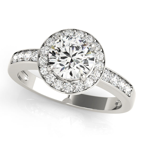 Elegant Halo Engagement Ring Semi-Mount with 2 Carat Total Diamond Weight, SI1-SI2 G-H Quality
