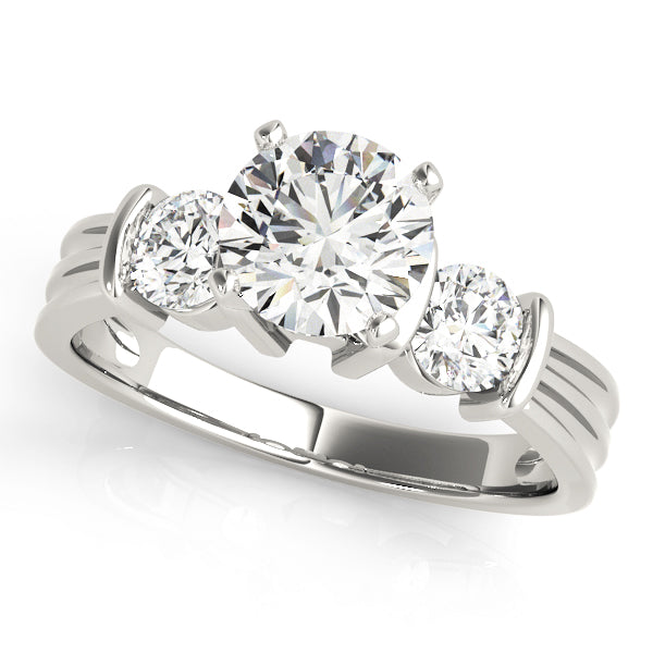 Three-Stone Round Diamond Engagement Ring Semi-Mount, 1/2 Carat Total Weight, SI1-SI2 G-H Quality