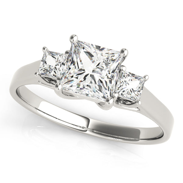 Three-Stone Princess-Cut Diamond Engagement Ring Semi-Mount, 1 Carat Total Weight, SI1-SI2 G-H Qu...