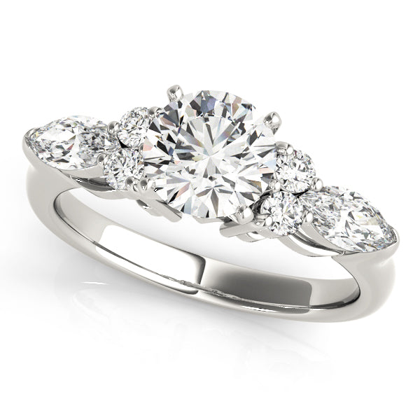 Elegant Marquise Diamond Semi-Mount Engagement Ring with 0.66 Carat Total Weight, SI1-SI2 G-H Qua...