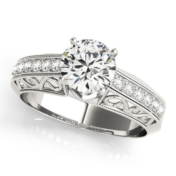 Antique-Style Diamond Engagement Ring Semi-Mount with 1/8 Carat Total Weight SI1-SI2 G-H Diamonds