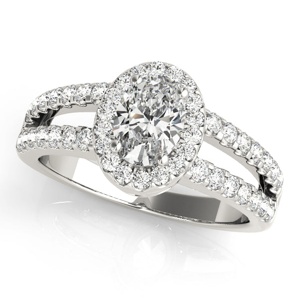 Oval Halo Diamond Engagement Ring Semi-Mount with 0.60 Carat Total Weight