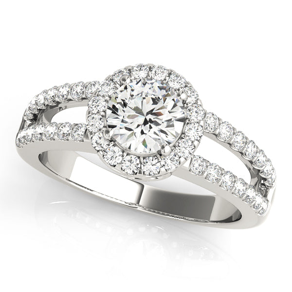 Elegant Halo Engagement Ring Semi-Mount with 2.5 Carat Total Diamond Weight, G-H SI1-SI2
