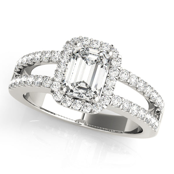 Halo Engagement Ring Semi-Mount with 1/2 Carat Total Diamond Weight, SI1-SI2 G-H Quality