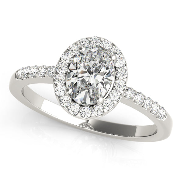 Halo Oval Diamond Engagement Ring Semi-Mount with 0.24 Carat Total Weight