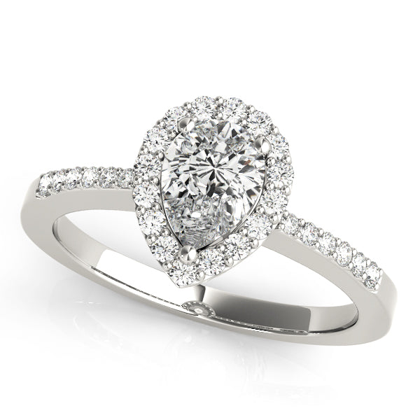 Elegant Halo Pear and Trillion Diamond Engagement Ring Semi-Mount, 5/8 Carat Total Weight