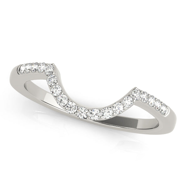 Elegant Curved Wedding Band with 1/6 Carat Total Weight Diamonds in G-H SI1-SI2 Quality