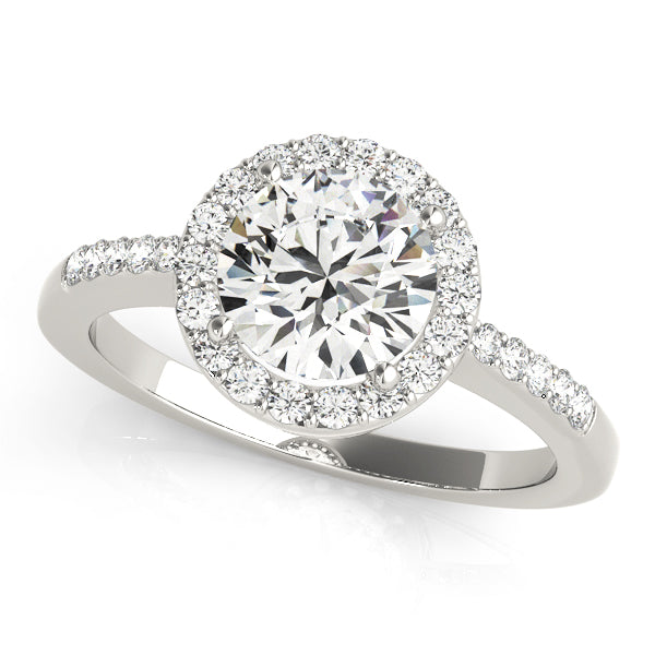 Elegant Halo Engagement Ring with 0.65 Carat Total Diamond Weight, SI1-SI2 Clarity, G-H Color