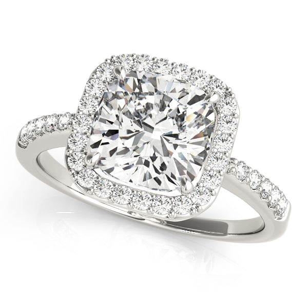 Halo Engagement Ring Semi-Mount with 0.21 Carat Total Diamond Weight in G-H SI1-SI2 Quality