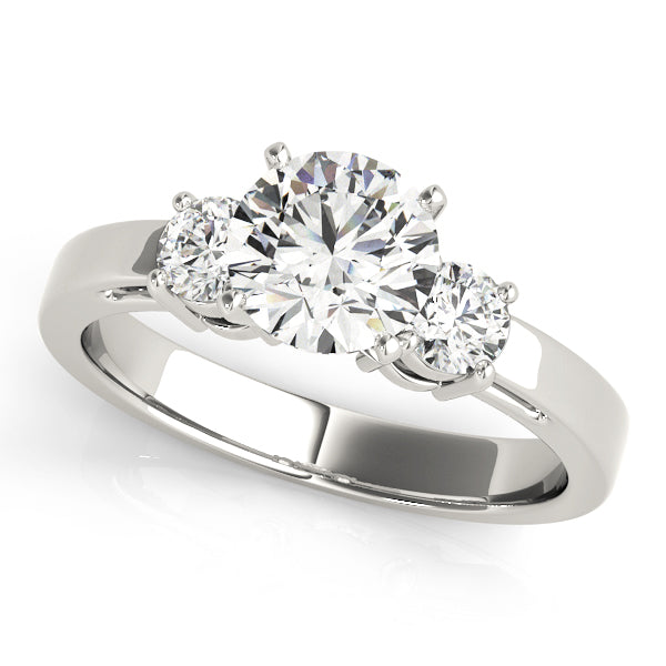 Three-Stone Round Diamond Engagement Ring Semi-Mount with 0.40 Carat Total Weight