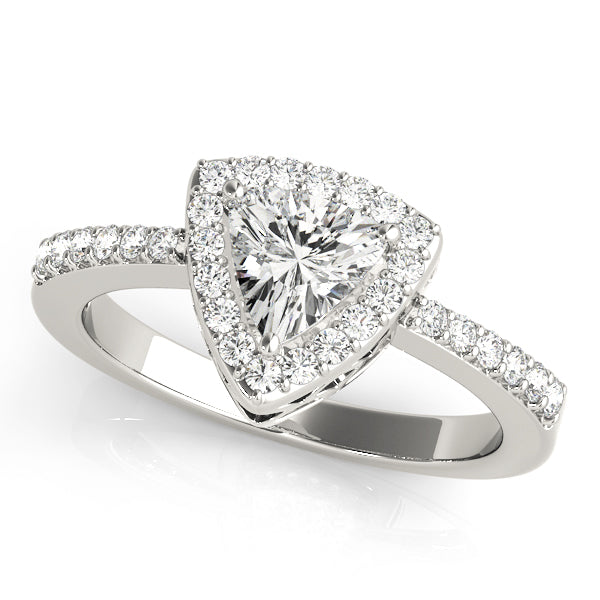 Pear and Trillion Diamond Halo Engagement Ring Semi-Mount with 0.25 Carat Total Weight