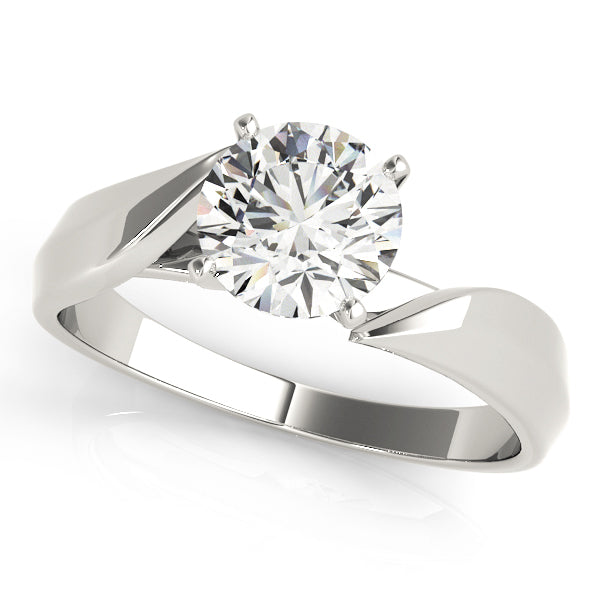 Polished Solitaire Engagement Ring Setting in Classic Style with SI1-SI2 G-H Diamond Quality