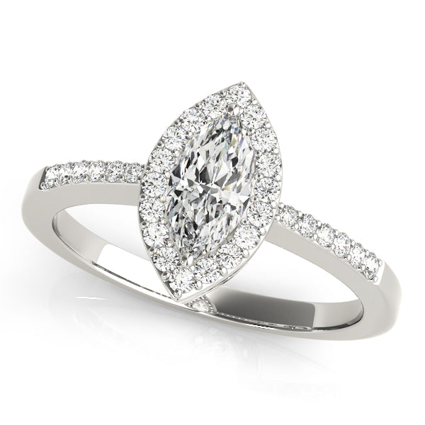 Halo Marquise Diamond Engagement Ring Semi-Mount with 0.27 Carat Total Weight