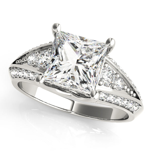 Elegant Multi-Row Diamond Engagement Ring Semi-Mount with 2.9 Carat Total Weight