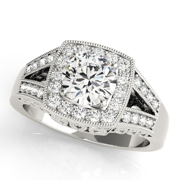 Elegant Halo Engagement Ring with 1.5 Carat Total Diamond Weight, SI1-SI2 Clarity, G-H Color, Sem...