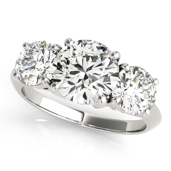 Three-Stone Round Diamond Engagement Ring Semi-Mount, 3.50 Carat Total Weight, G-H SI1-SI2 Diamonds