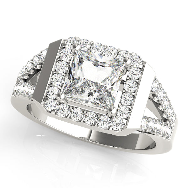 Elegant Halo Engagement Ring Semi-Mount with 0.50 Carat Total Diamond Weight, SI1-SI2 G-H Quality