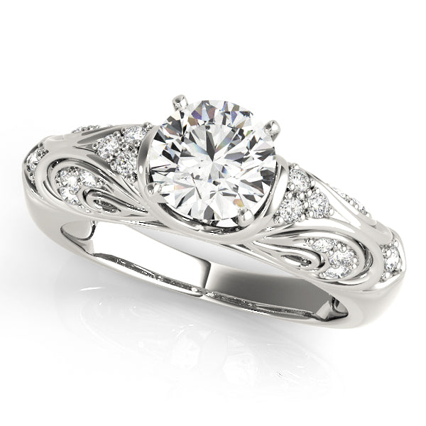 Antique-Inspired Diamond Semi-Mount Engagement Ring with 0.19 Carat Total Weight