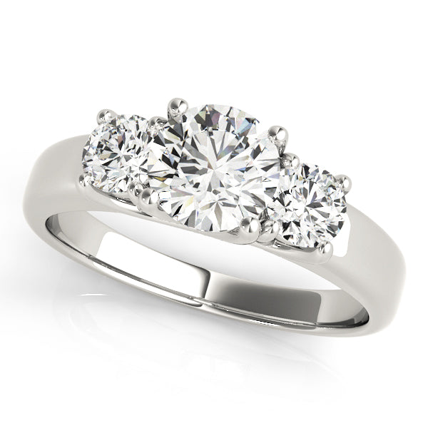 Three-Stone Round Diamond Engagement Ring Semi-Mount, 1.55 Carat Total Weight, SI1-SI2 G-H Quality