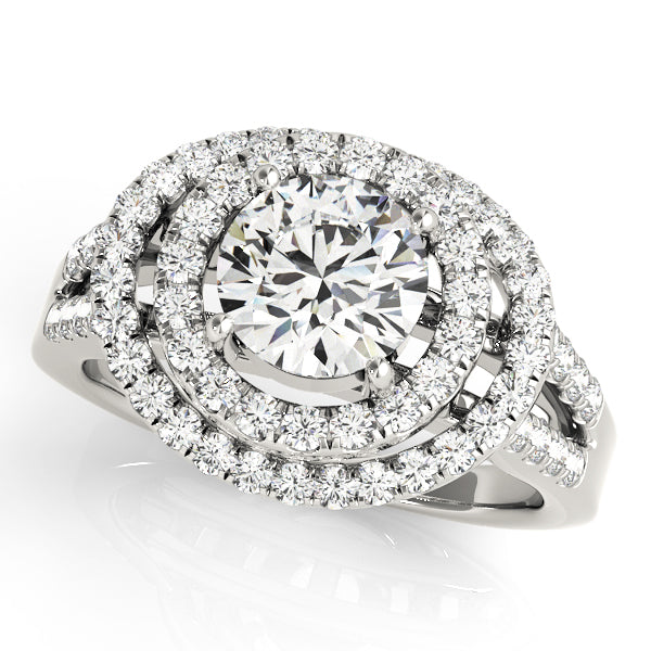 Elegant Halo Engagement Ring with 1.65 Carat Total Diamond Weight, SI1-SI2 G-H Quality