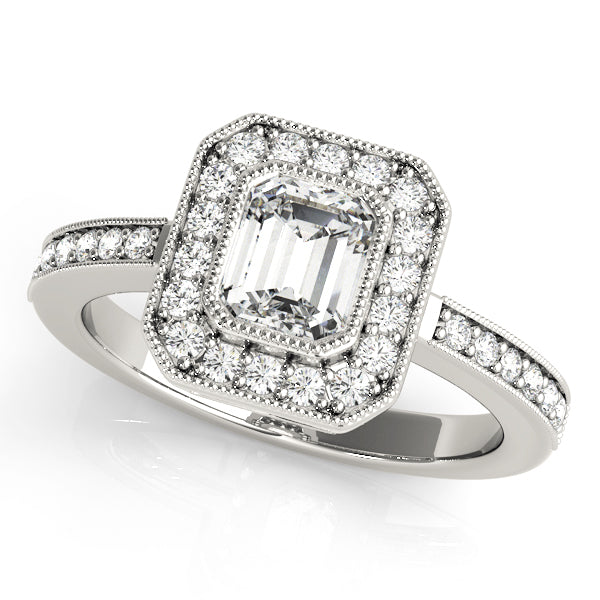 Halo Engagement Ring Semi-Mount with 0.28 Carat Diamond Accents, SI1-SI2 G-H Quality