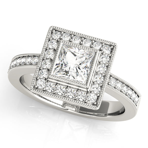 Elegant Halo Engagement Ring with 1 Carat Total Diamond Weight, SI1-SI2 G-H Quality