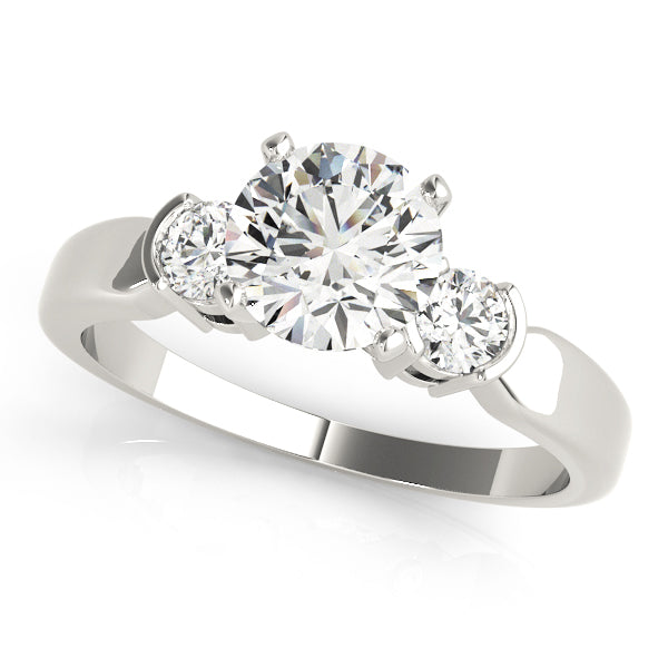 Elegant Three-Stone Round Diamond Engagement Ring Semi-Mount, 1/4 Carat Total Weight