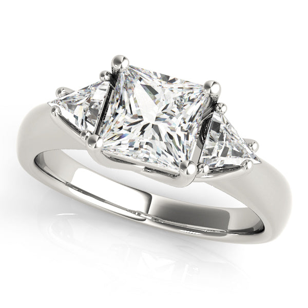 Three-Stone Princess-Cut Diamond Engagement Ring with 1.67 Carat Total Weight, SI1-SI2 Clarity, G...