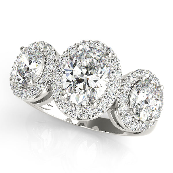 Semi-Mount Diamond Ring with 0.52 Carat Total Weight in SI1-SI2 G-H Quality Oval Stones