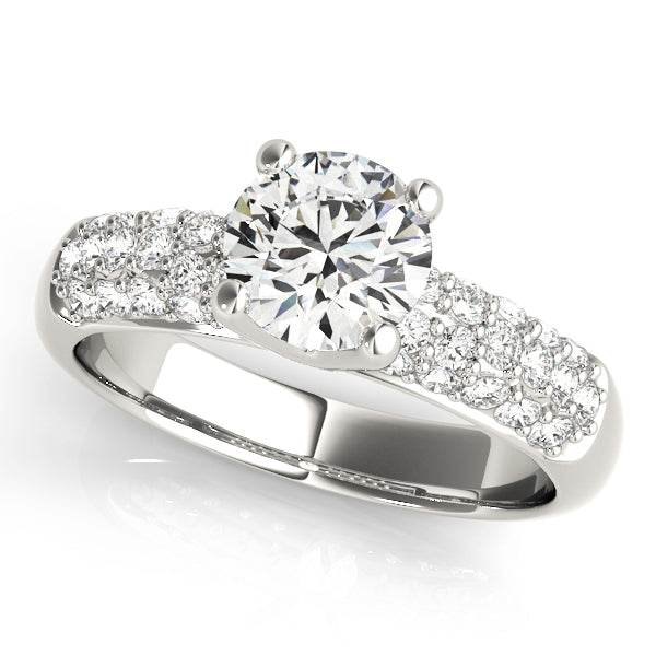 Elegant Pave Diamond Engagement Ring Semi-Mount with 1 Carat Total Weight