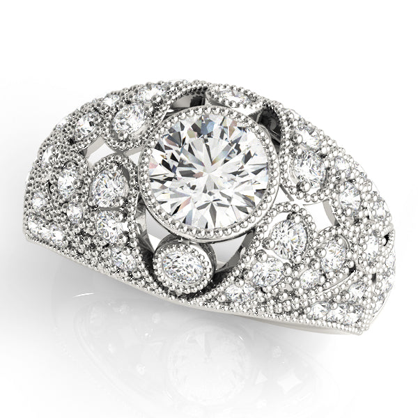 Antique-Inspired Diamond Engagement Ring Semi-Mount with 1.5 Carat Total Weight