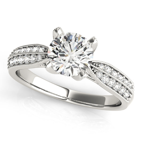 Elegant Pave Diamond Engagement Ring Semi-Mount with 1.18 Carat Total Weight